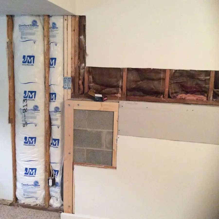 Wall insulation replacement during Basement Flood Cleanup in Litchfield
